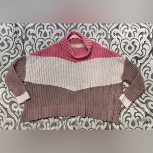 POL Chunky Colorblock Knit Sweater, Size Large NWOT